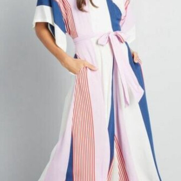 Collectif x Modcloth Keiko Sunset Stripes cropped Jumpsuit XS UK8 US4 NWOT - Picture 5 of 12